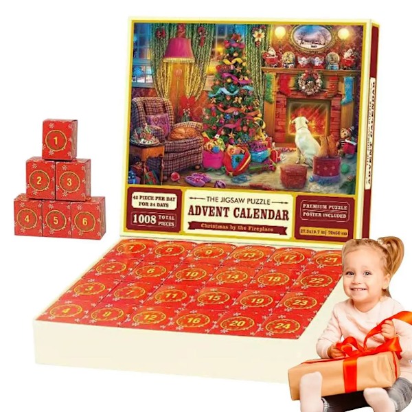 1000 brikker jul 24 dage nedtælling kalender puslespil jul advent stiksav puslespil