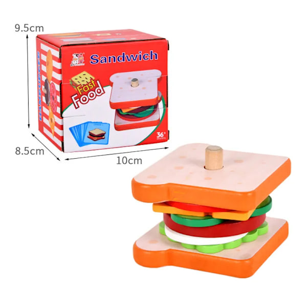 Træ Simulering Hamburger Børn Legetøj Montessori Pædagogisk Læring Farve Form Matchende Bræt Spil Legetøj