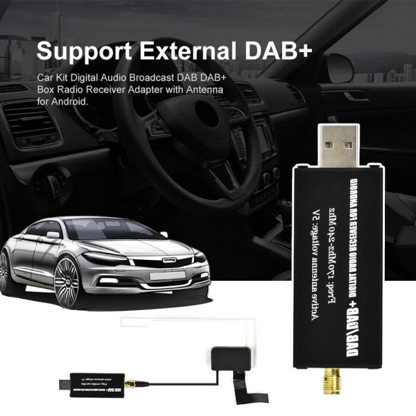DAB + antenni USB sovittimella Android auto radio GPS stereo vastaanotin