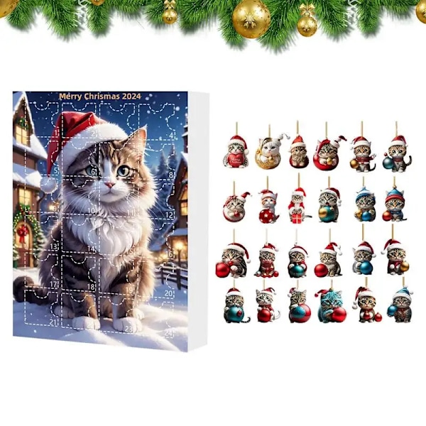 Söt jul advent kalender katt nedräkning kalender