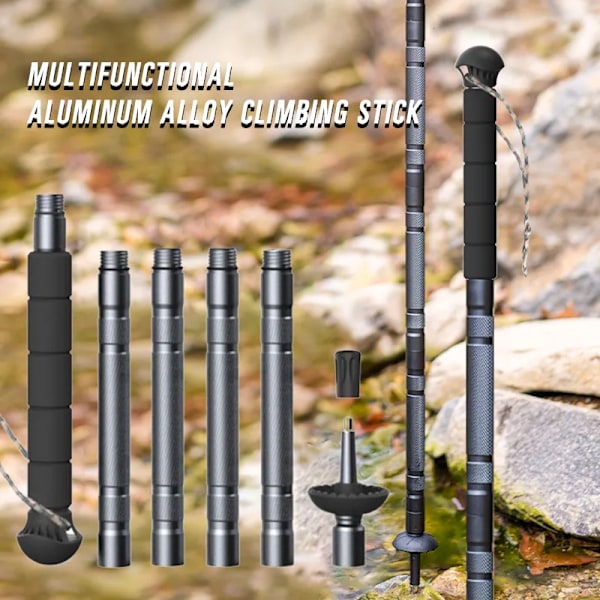 Høj kvalitet Trekking Stang Multifunktionel Aluminium Walking Sticks Ny Folding Udendørs Camping Vandre Stick Justerbar Ultralight Alpenstock