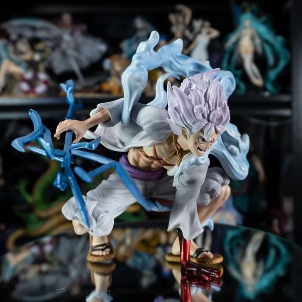 One Piece Anime Salama Luffy Gear 5 Figuuri Aurinko Jumala Nikka Kyykky Kohtaus 19cm PVC toiminta figuurit