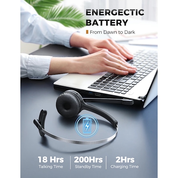 2 pak Mpow M5 Bluetooth V5.0 Headset Trådløs Lastbil Chauffør Hovedtelefoner Håndfri Opkald Headset