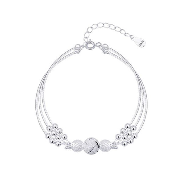 Mode Silverpläterad Rund pärla Charm armband För Kvinnor Flickor