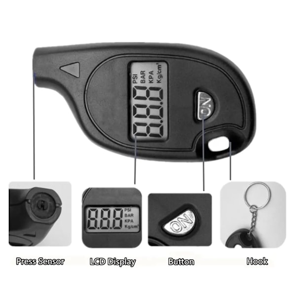 Mini nyckelring stil däck mätare digital LCD display 2-150 PSI bil däck luft tryckprovare mätare för bil bil motorcykel verktyg