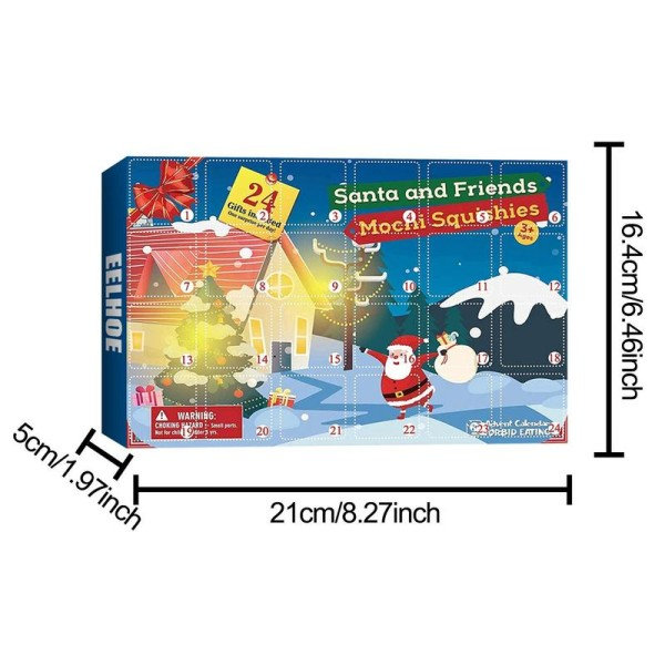 Jul advent kalender med utsøkt gave boks søt snømann mochi dyr nedtelling leketøy