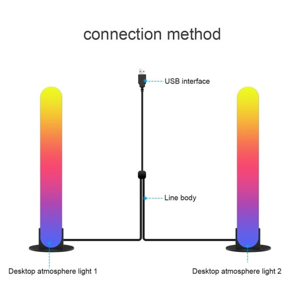RGB Symphony Lights LED Desktop Atmosfære Natt Lys Musikk Rhythm Ambient Pickup Lampe
