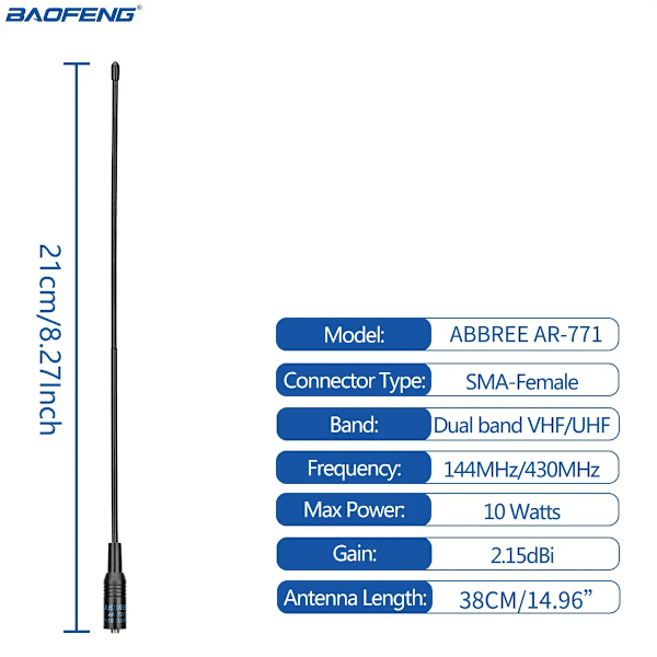 Professionell Kvinna Antenn Dual Band 144/430MHz för Baofeng UV 5R S9PLUS UV 13 21Pro UV K5 Walkie Talkie