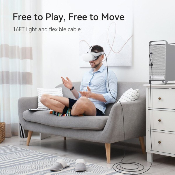 USB3.0 C Link C-tyypin kaapeli Oculus Quest 2 lisälaitteet 16FT/5M Maksimi 5Gbps Data siirto nopeus USB C kaapeli VR