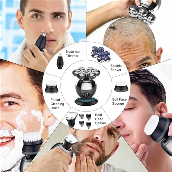 7D Flydende kutter hoved base opladning bærbar elektrisk barbermaskine mænd skægtrimmer klipper kranie barbermaskine vandtæt barbering maskine
