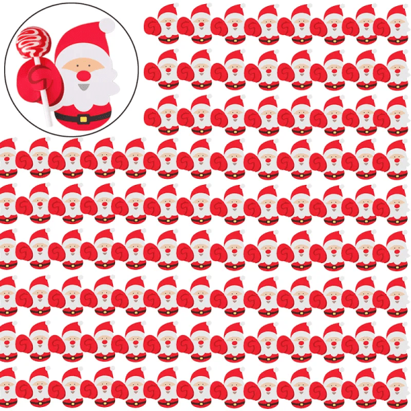 100 bitar Jul Lollipop Papper Kort Tecknad Jultomte Pingvin Snögubbe Barn Godis Gåvor Paket Inslagning