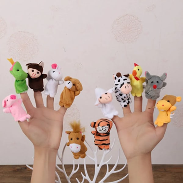 Finger dockor djur dockor barn berättande rekvisita bebis säng berättelser hjälpare docka set