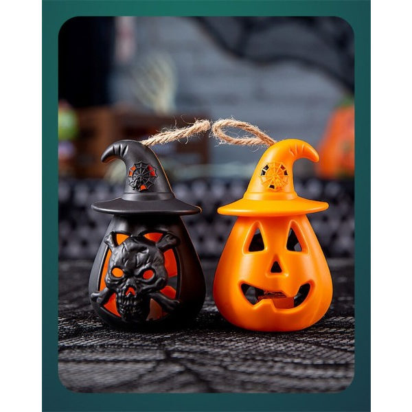 Halloween græskar lanterne bærbar gyser halloween pynt kranie stearinlys lys