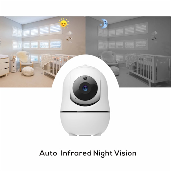 5 tommers video babymonitor med kamera og lyd 4X zoom 22 timer batteri 1000 fot rekkevidde 2-veis lyd temperatur sensor