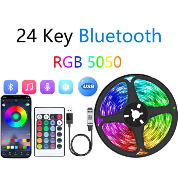 Laadukas LED nauha Valot RGB APP Ohjaus Väri Vaihtuvat valot 24 näppäimillä kaukosäädin tila huone koristeluun Bluetooth RGB