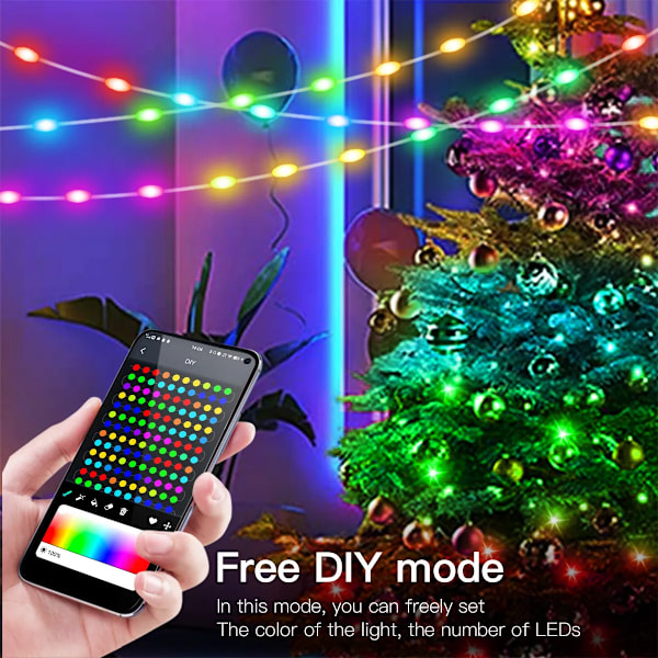 LED julelys fe streng lys smart bluetooth adresserbar gardin lys