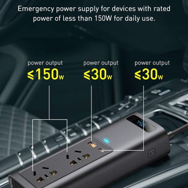 Auto Invertteri DC 12V AC 220V 150W Auto Muunnin C-tyyppi USB pika lataus laturi EU pistoke