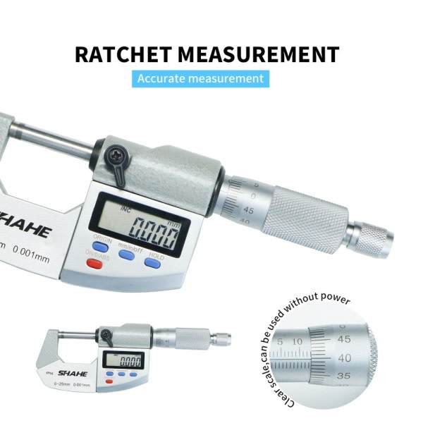 0-25 mm mikron digital utsida mikrometer elektronisk mikrometer mätare 0,001 mm Digital mätare Mätningsverktyg
