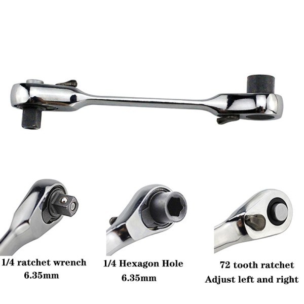 2 in 1 Mini Hex Bit Drev Skruvmejsel Handtag Tvåvägs Snabb Release skiftnyckel nyckel dubbelt huvud spärr intag nyckel