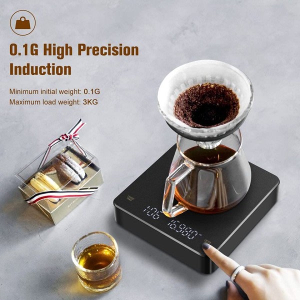 Bärbar Elektronisk Våg Dropp Kaffe Hög Precision Timing Hem Kök Våg LED Display
