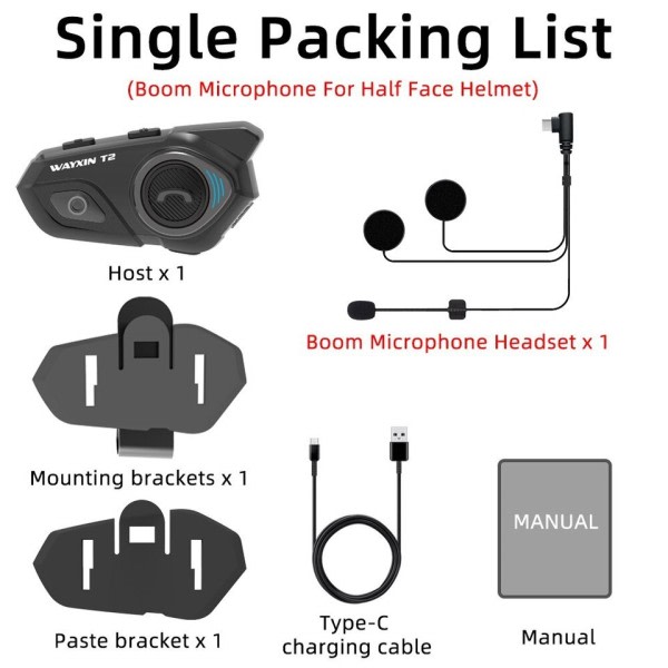 Bluetooth Intercom Motorcykel Hjelm Headset For 2 Rider Intercom Motos Interphone BT 5.0