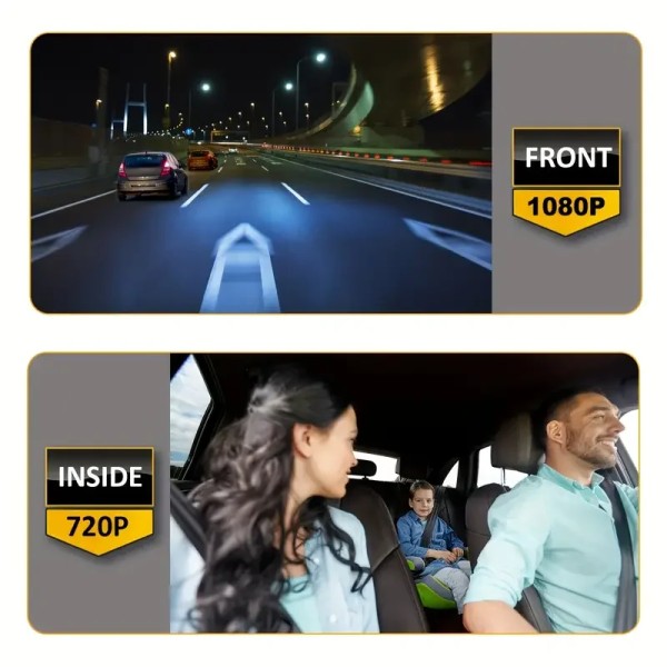 1080P Dash Cam för bilar Dual Kamera Front Och Inside bil kamera med IR Nattseende