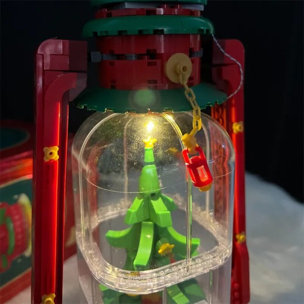 Kreativ Mini Jule Hus Camping Lampe Glød Bygge Klodse Hytte Model Samling Klods Legetøj