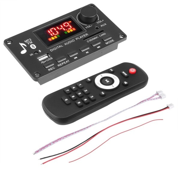 Forsterker MP3 spiller dekoder kort DC 5V-26V Bluetooth5.0 Bil FM Radio Modul Anropsopptak Støtte TF