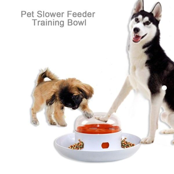 Interaktiv Hund Foder Skål Roman Design Skub Hund og Kat Langsom fodring Mad Snack Dispenser Skål