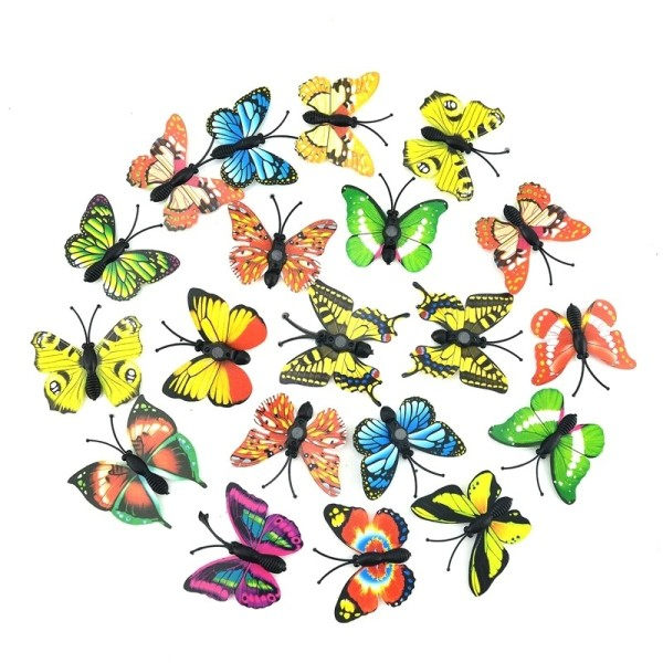 12 stk Multicolor Magnet 3D PVC Blomst Sommerfugl Væg Klistermærker