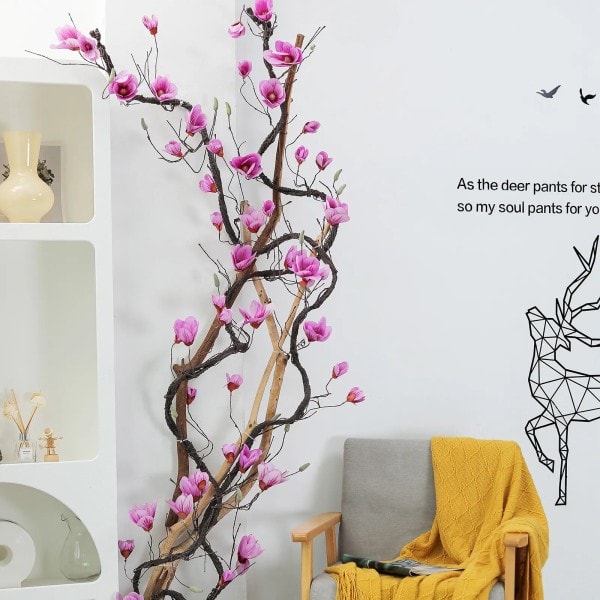 Konstgjorda Blommor Side Magnolia Vägg Ivy Vine Krans Girland Hängande Träd grenar blommor