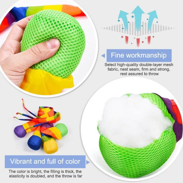 Hand kastning boll sandsäck regnbåge boll kul leksak träning fysisk kondition utomhus rekvisita band mjuk boll
