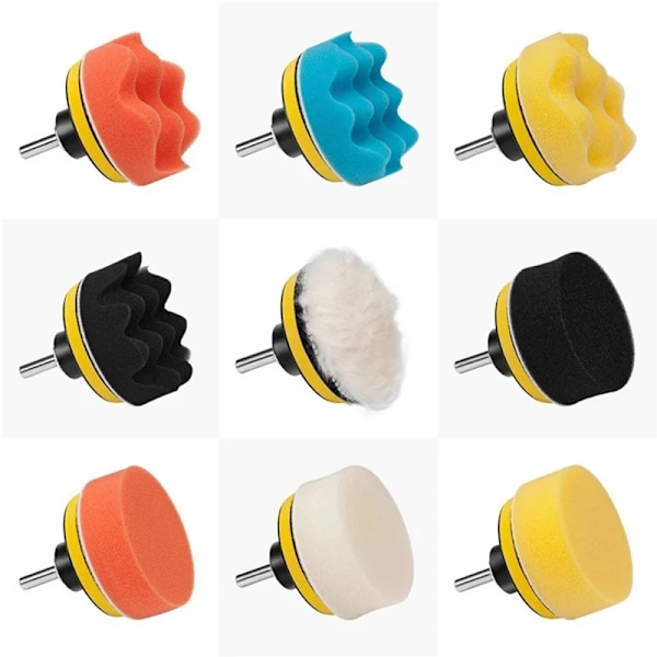 11 bitar  Bil polering pad svamp bil polerare vaxning kuddar ull hjul putsning kit för bil polerare borr adapter