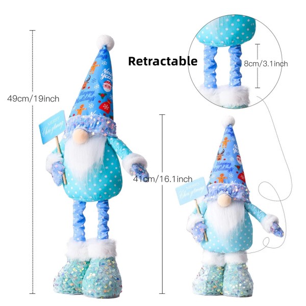 Infällbar jul blå tomten dockor jul pojkar flickor tomte docka prydnader jul dekor