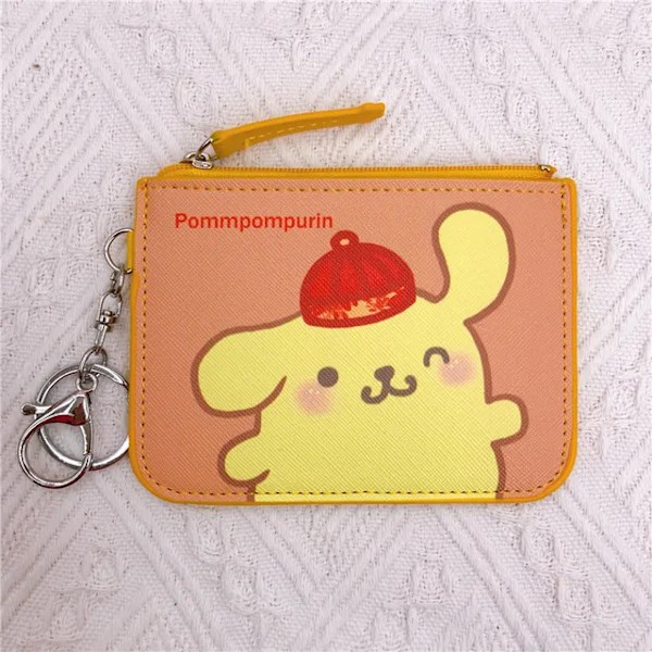 Tegneserie taske Pachacco Cinnamoroll Purin Kuromi PU Læder Kort Min melodi holder Nød Sanrio Nøglering