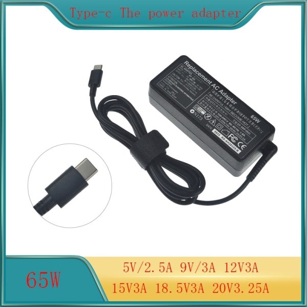 20V 3,25A 65W Universal USB Type C Laptop Mobil Telefon Strøm Adapter lader