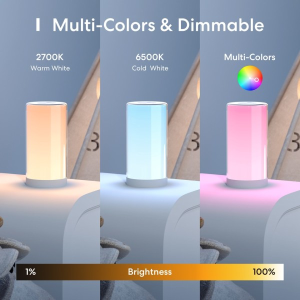 Älykäs pöytä lamppu RGB LED Wi-Fi yö lamppu 6W kosketus anturi himmennettävä vuode valo tuki Alexa Google Assistant