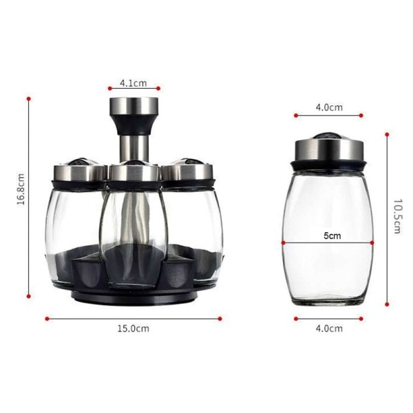 Krydderi krukke sæt stativ glas arrangør roterende glas krydderi sukker peber flasker salt ryster holder køkken opbevaring stativ