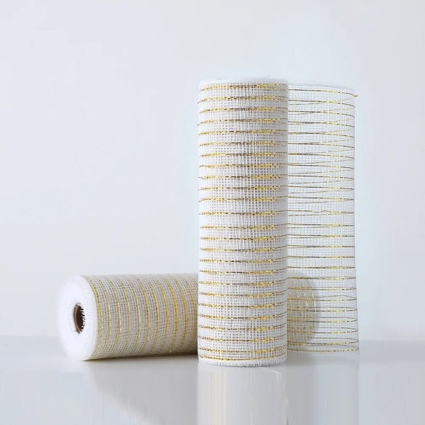 Jul Krans Mesh Gull Sliver DIY Xmas Tre Bånd Dekorasjon Glad Jul