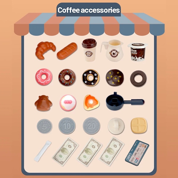 Simulering Mat Brød Kaffe Kake Letsom Lek Shopping Kontant Registrer Leker