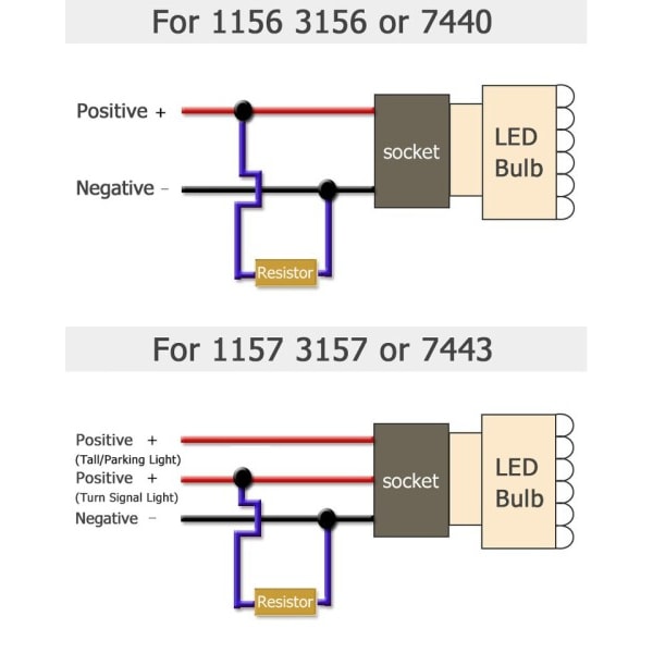 4X 25W LED  Reverse Bremse Sving Signal Lys Belastning Modstand