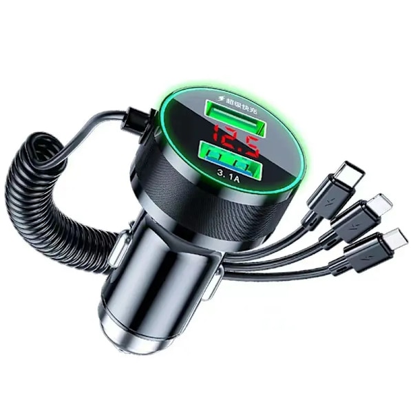 USB bil laddare adapter 150W snabb laddning med kabel 3 in 1