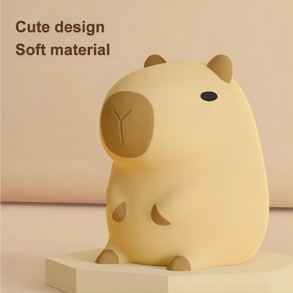 Söt Tecknad Capybara Silicon Natt Ljus USB Uppladdningsbar Timing Dimming Sömn Natt Lampa
