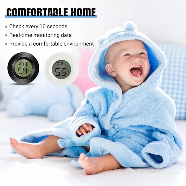 Mini Hygrometer Termometer Elektronisk Digital Fugtighed Måler Måler Monitor LCD Skærm Indendørs Temperatur Detektor
