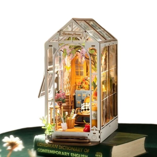 Robotime Rolife Garden House Book Nook Kit Kirja Hylly Insert Helppo Kokoa lelut