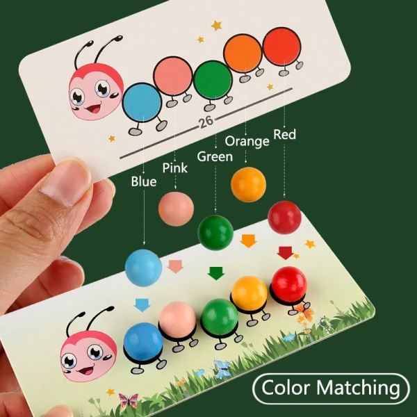 Trä klämma pärlor spel montessori leksaker färg matchning inlärning set fin motorisk rörelse träning pedagogiska leksaker