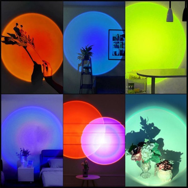 Led USB Solnedgang Lampe Nat Lys Projektor Fødselsdag Fest Dekoration Bærbar Humør Lys