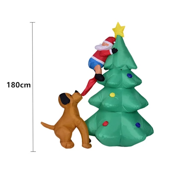 1,8m jul uppblåsbar tomten LED hund jul träd leksak utomhus trädgård jul dekoration
