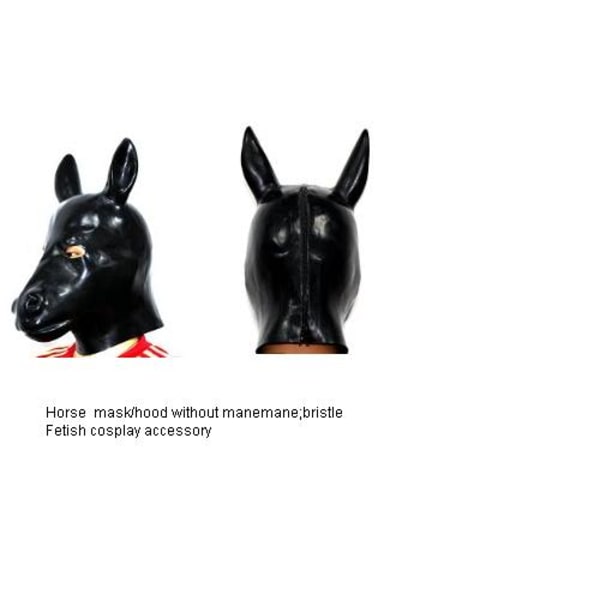 Latex heste fetich maske med ryg lynlås plus tykkelse heste slave hætte