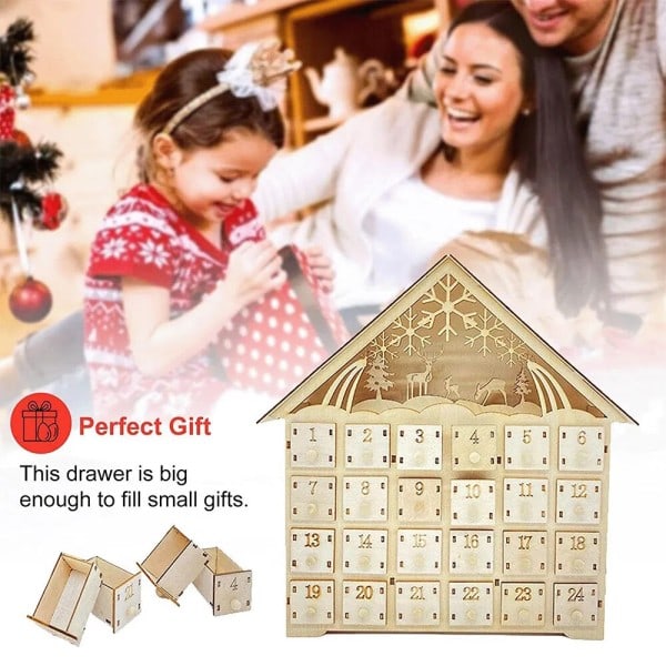 Jul tre ferie pynt LED lys 24 dager nedtelling advent kalender pynt